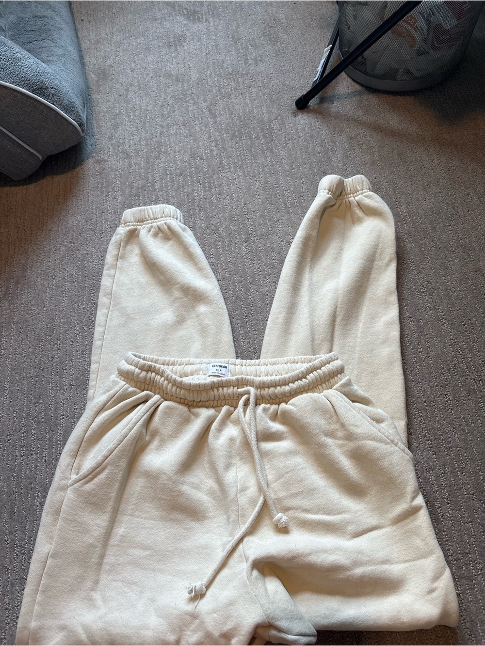 Cotton On Cream Fleece Joggers with Drawstring